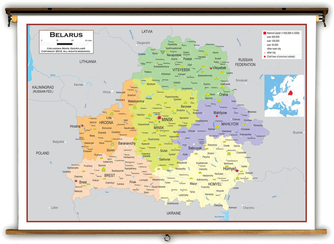 Belarus Political Educational Map from Academia Maps, image 1, World Maps Online