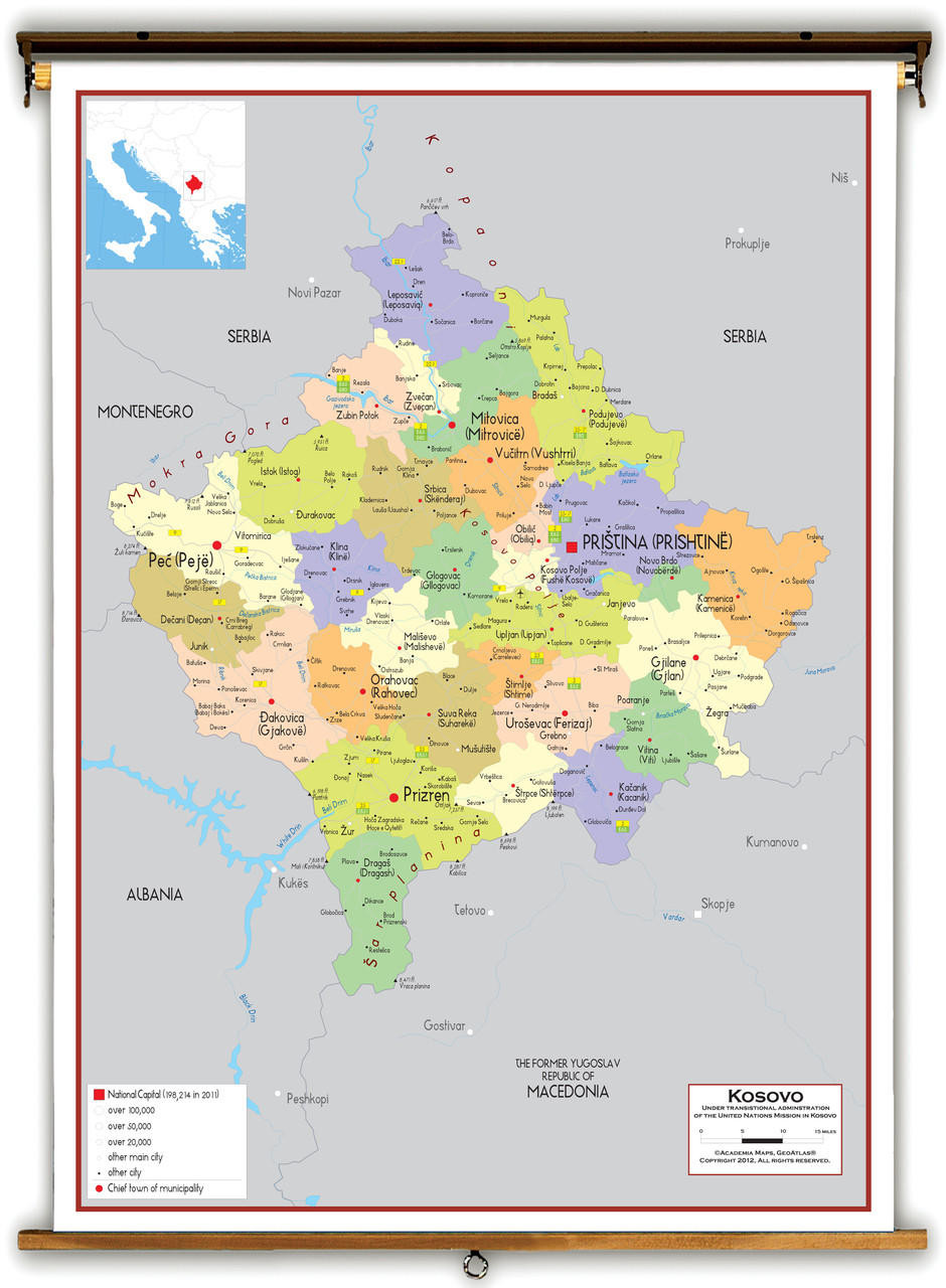 Kosovo Political Educational Map from Academia Maps, image 1, World Maps Online