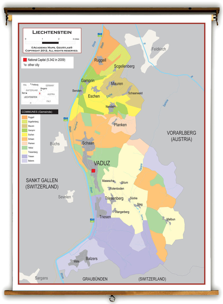 Liechtenstein Political Educational Map from Academia Maps, image 1, World Maps Online