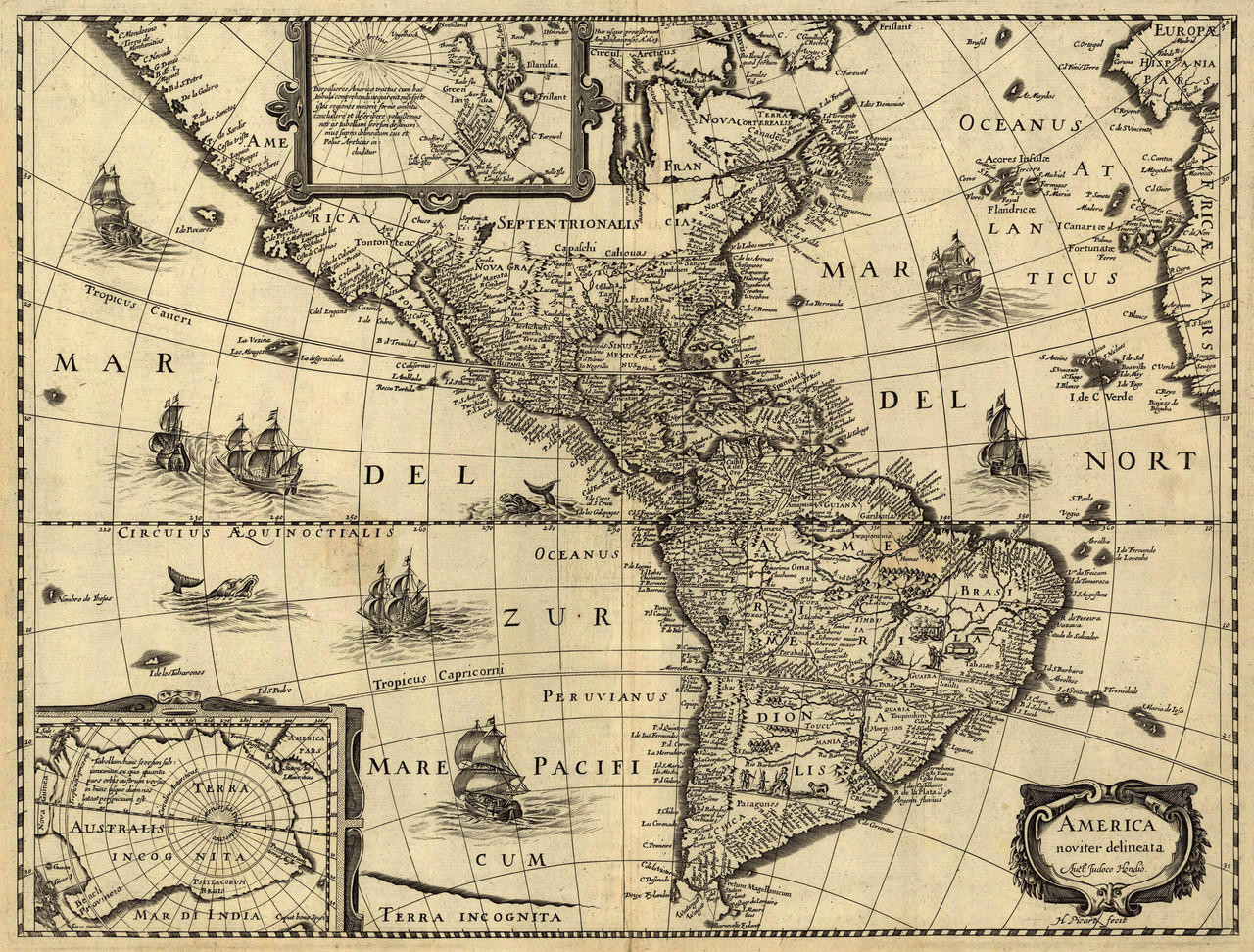 The Americas Vintage Map Print (1550)| World Maps Online