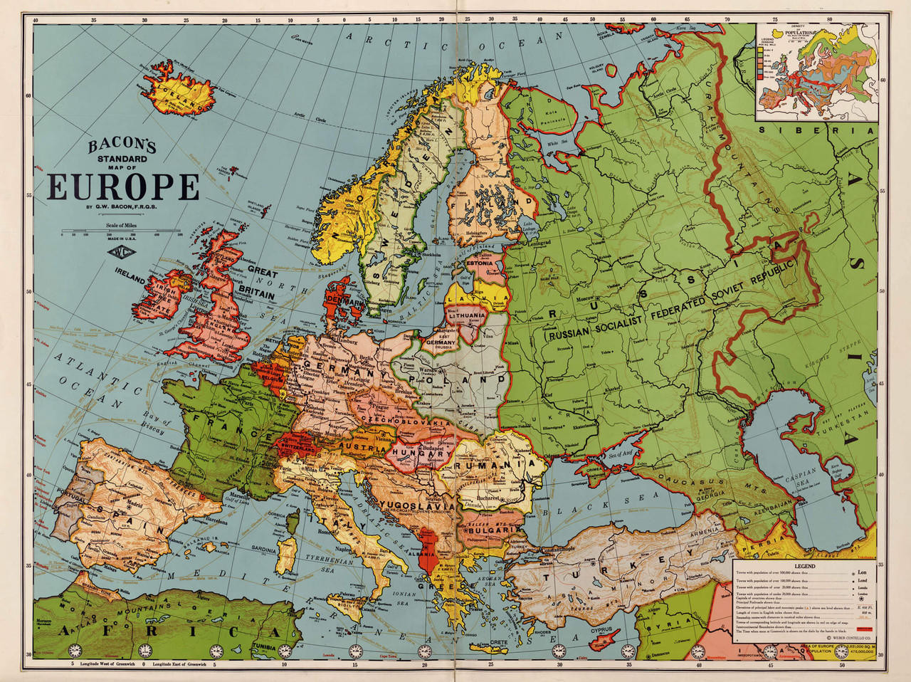 Historic Map - Europe - 1920's, image 1, World Maps Online