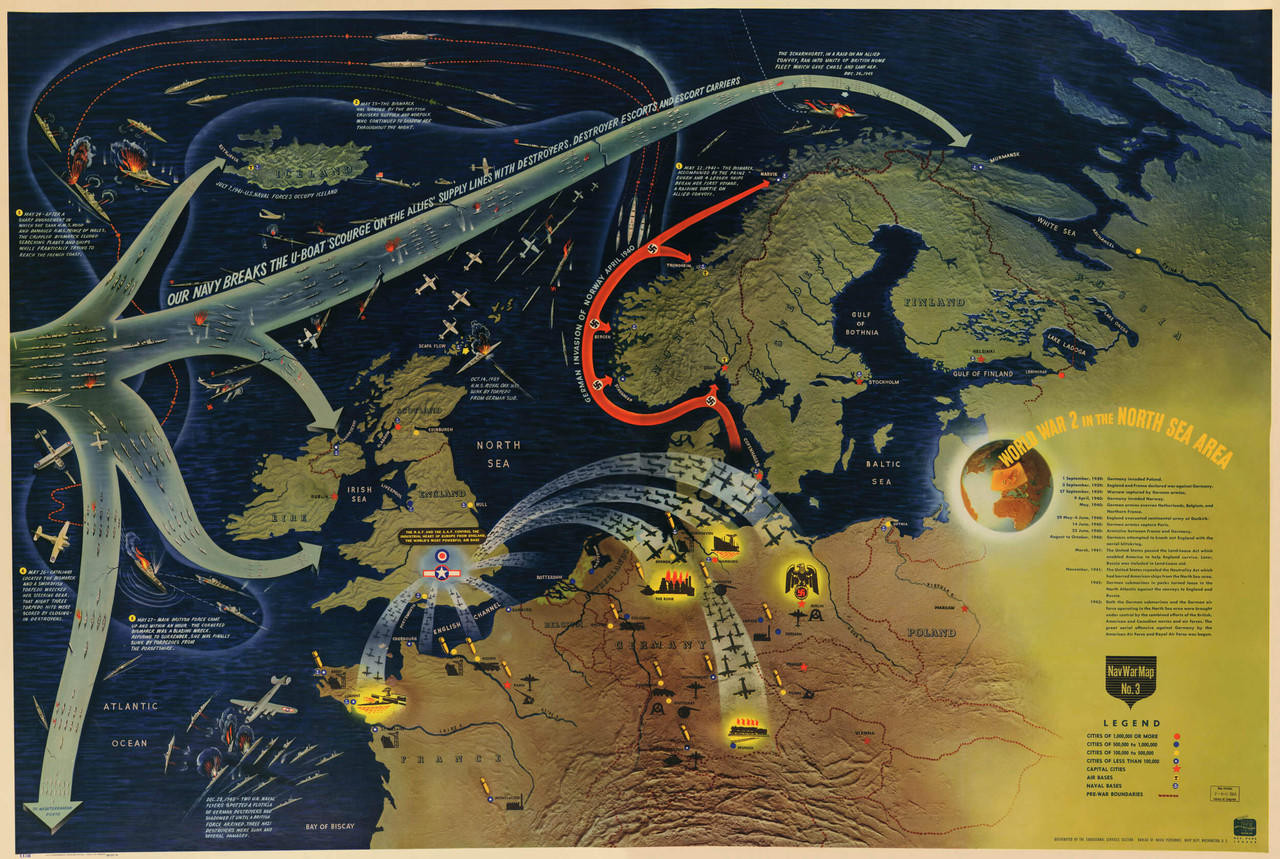 Historic Map - Europe - World War II - North Sea - 1944, image 1, World Maps Online