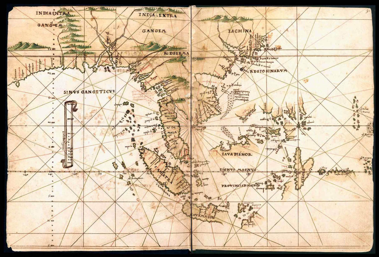 Historical Map of India & China - General Atlas of All the Islands in the World - 1539, image 1, World Maps Online