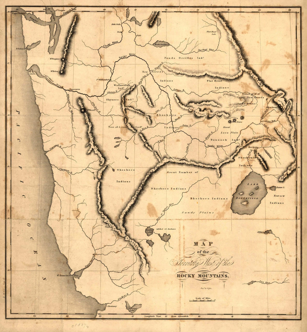 Historical Map - Tribes of the Western United States - 1837, image 1, World Maps Online