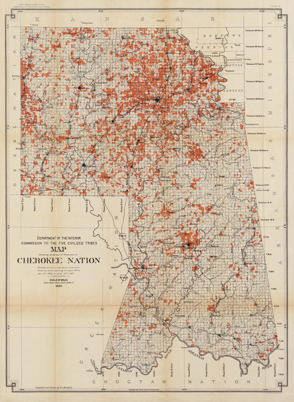 Historical Map of Oklahoma - Cherokee Nation - 1903, image 1, World Maps Online