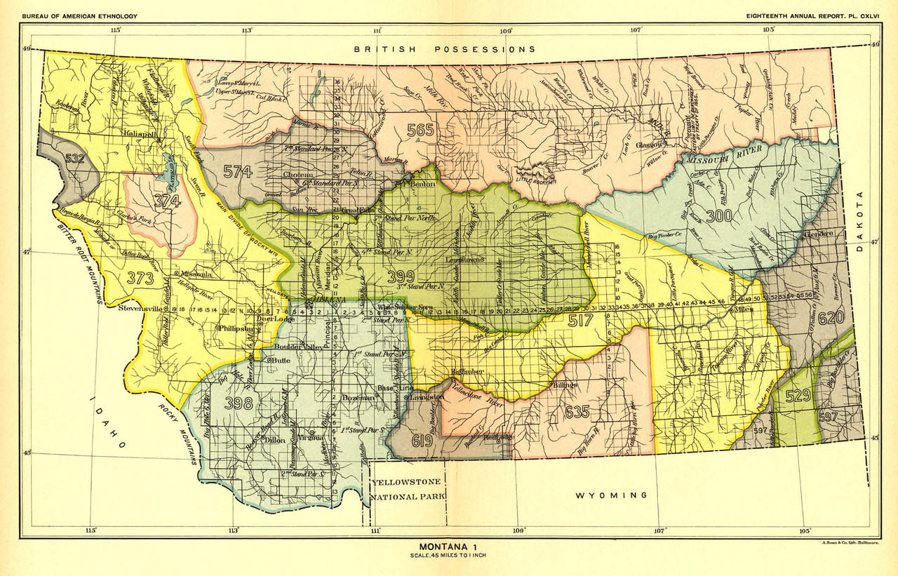 Historical Map of Montana - Indian Lands - 1896, image 1, World Maps Online