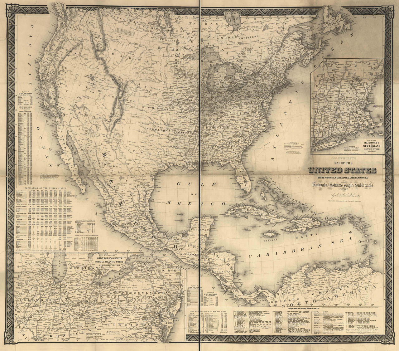 Historic Railroad Map of North America - 1861, image 1, World Maps Online