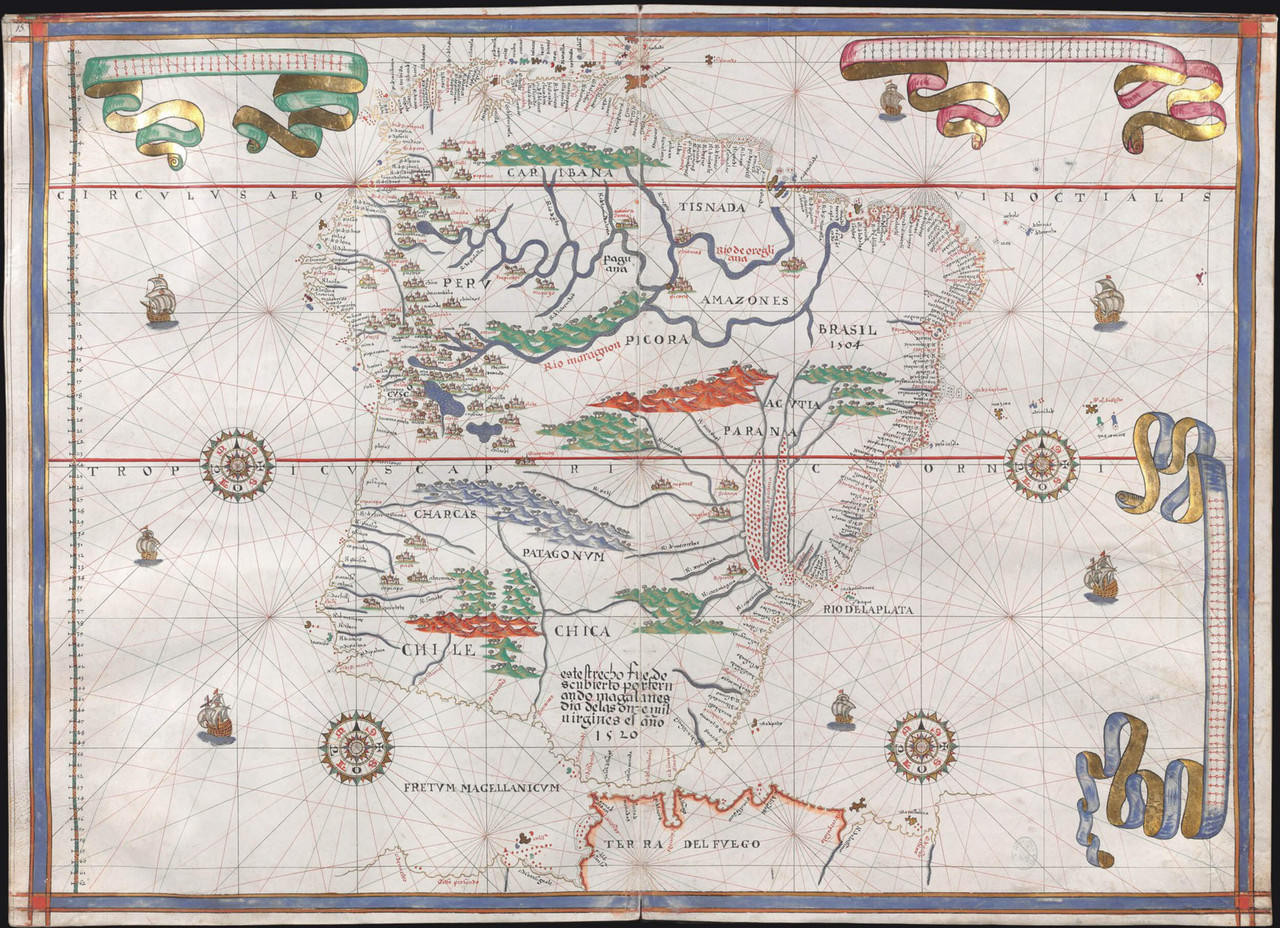 The Americas Vintage Map Print (1550)| World Maps Online