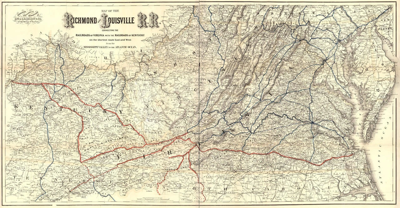 Historic Railroad Map of the Richmond and Louisville Railway - 1882, image 1, World Maps Online