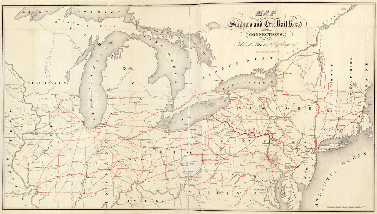 Historic Railroad Map of the Northeastern United States - 1850, image 1, World Maps Online
