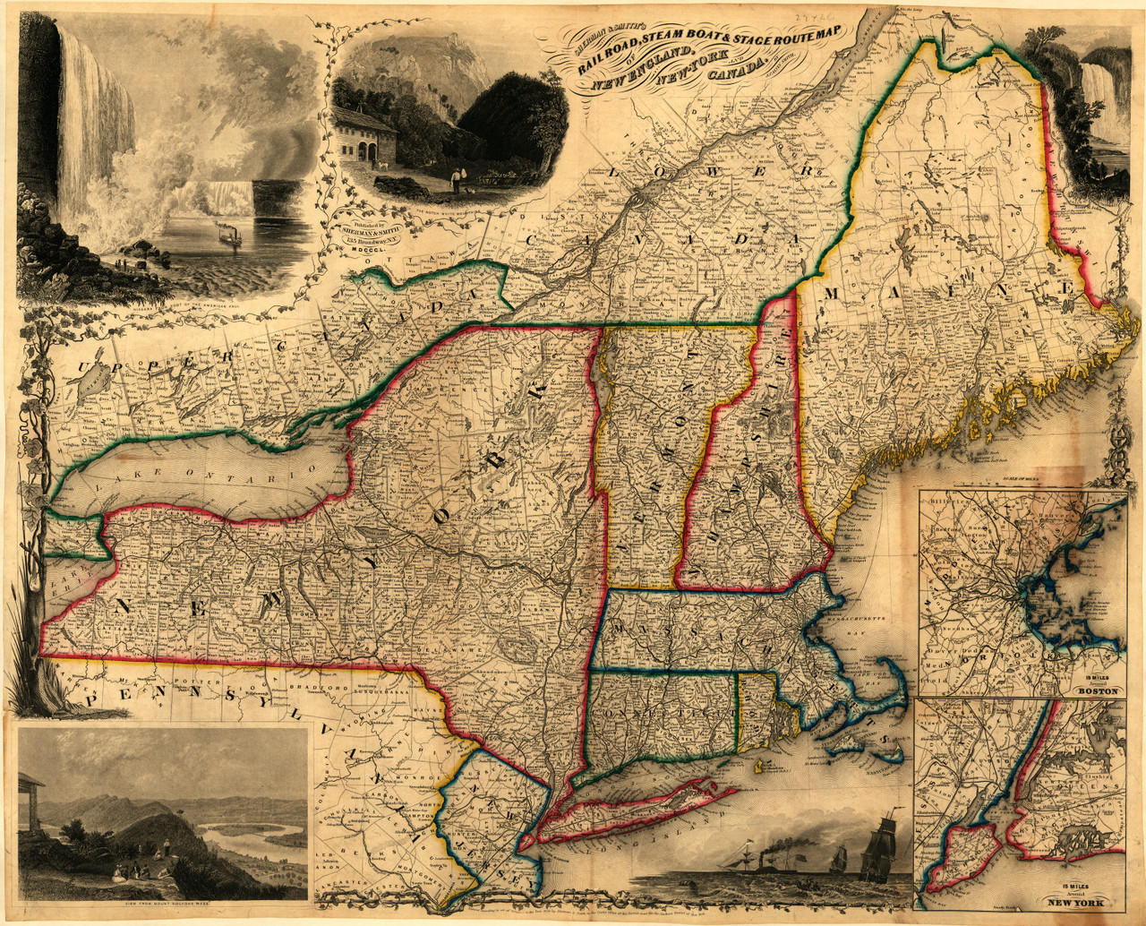 Historic Railroad Map of New England - 1850, image 1, World Maps Online