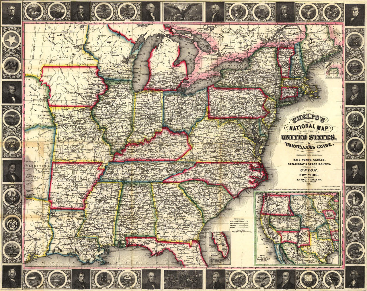 Historic Railroad Map of the United States - 1852, image 1, World Maps Online