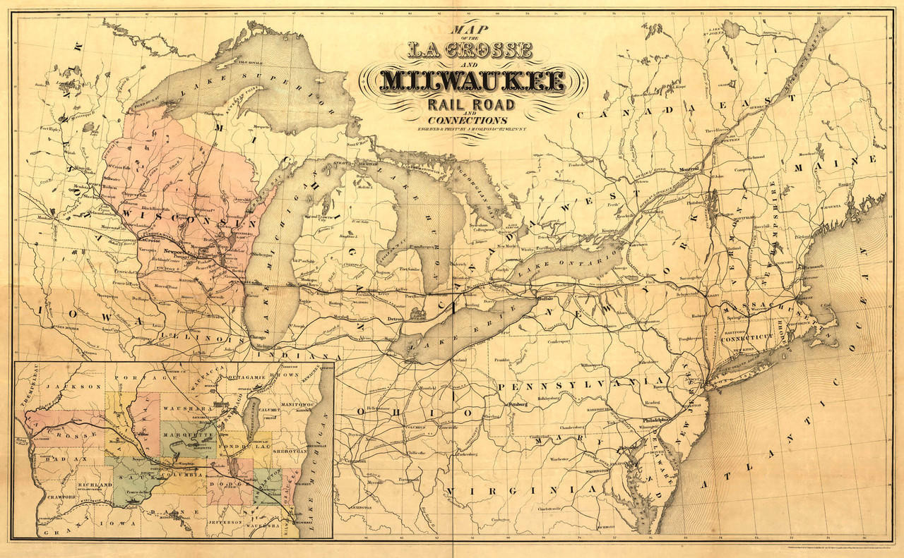 Historic Railroad Map of New England - 1855, image 1, World Maps Online