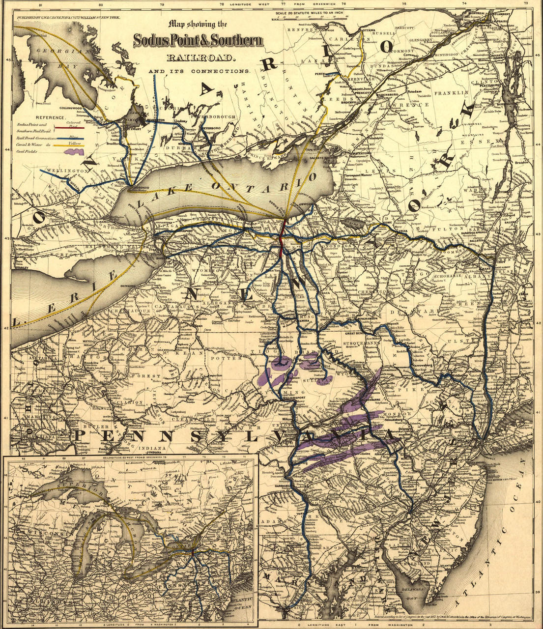 Historic Railroad Map of New England - 1872, image 1, World Maps Online