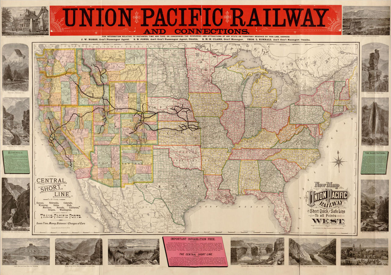 Historic Map - United States - Union Pacific Railway - 1883, image 1, World Maps Online