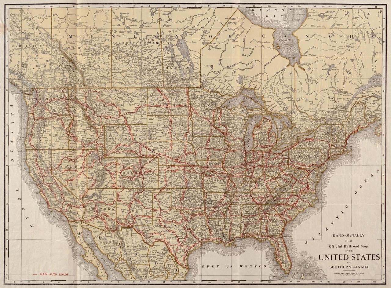 Historic Railroad Map of the United States - 1920, image 1, World Maps Online