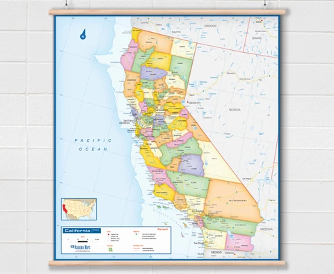 California Wall Map - Political
