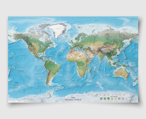 Natural World Physical Wall Map