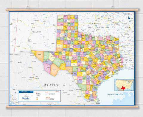 Texas Wall Map - Political
