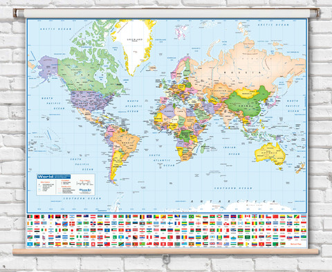 World Intermediate Political Spring Roller Map