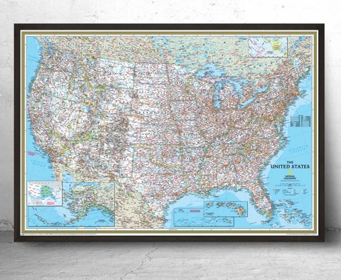 National Geographic United States Classic Political Wall Map
