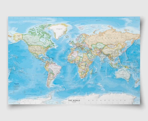 Standard Blue Ocean World Political Wall Map | Academia Maps