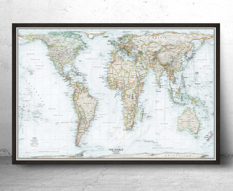 Gall-Peters Projection World Wall Map