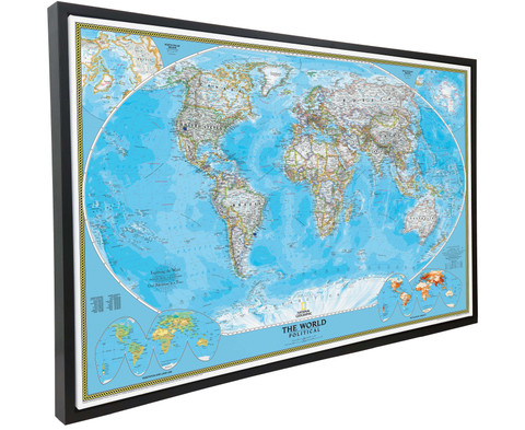 National Geographic Push Pin World Travel Map - Classic Blue Ocean 