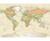 Simple Antique Oceans World Political Map Wall Mural - Removable Wallpaper