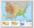 U.S. Intermediate Physical Classroom Wall Map on Wood Rails