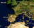 World Physical Satellite Image Wall Map - Gall Stereographic Projection Close-up View