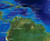 World Topography & Bathymetry Satellite Image Wall Map Close-up View