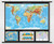 Advanced World Physical Earth Sciences Map on Wood Rails with Continental Drift & Plate Tectonics Panels