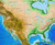 Global Topography & Bathymetry Wall Map w/ Labels and Borders Close-up View