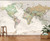 Beige Ocean Antique Style World Map Mural - Removable Wallpaper Map