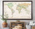 Push Pin World Map - Classic Beige Oceans  Espresso Frame