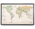 Push Pin World Map - Classic Beige Oceans (Pin Board) Black Frame