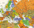Contemporary Spanish Language World Wall Map Close-up View