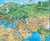World Physical Wall Map Americas Centered w/ World Wonders by Compart Maps Close-up View