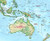 World Physical Wall Map Pacific Centered w/ World Wonders, image 1, World Maps Online