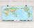 World Physical Wall Map Pacific Centered w/ World Wonders