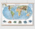 Equal Earth World Wall Map - Physical Exaggerated Shaded Relief - Wood Rails