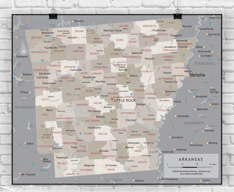 Arkansas Wall Map - Executive, image 1, World Maps Online