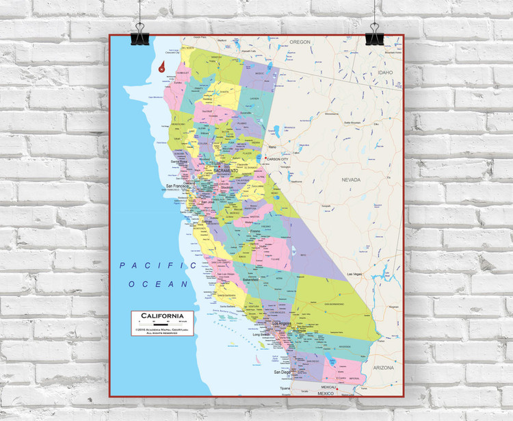 California Wall Map - Political, image 1, World Maps Online