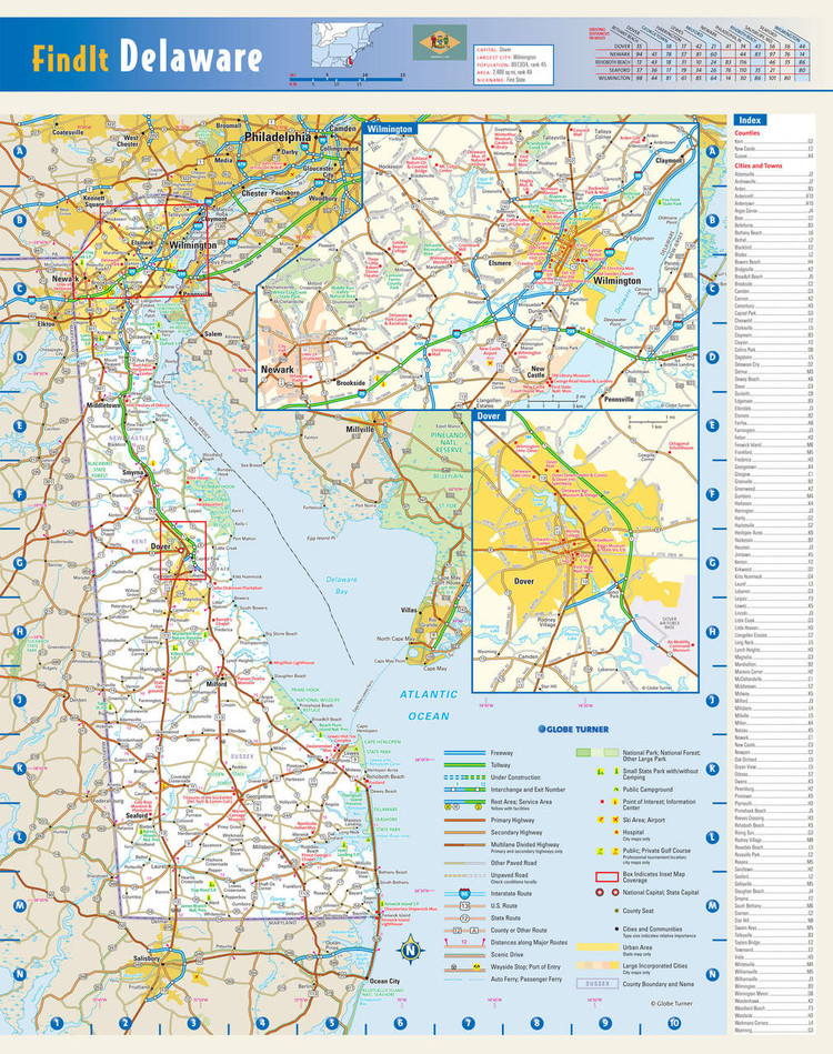 Delaware Reference Wall Map, image 1, World Maps Online