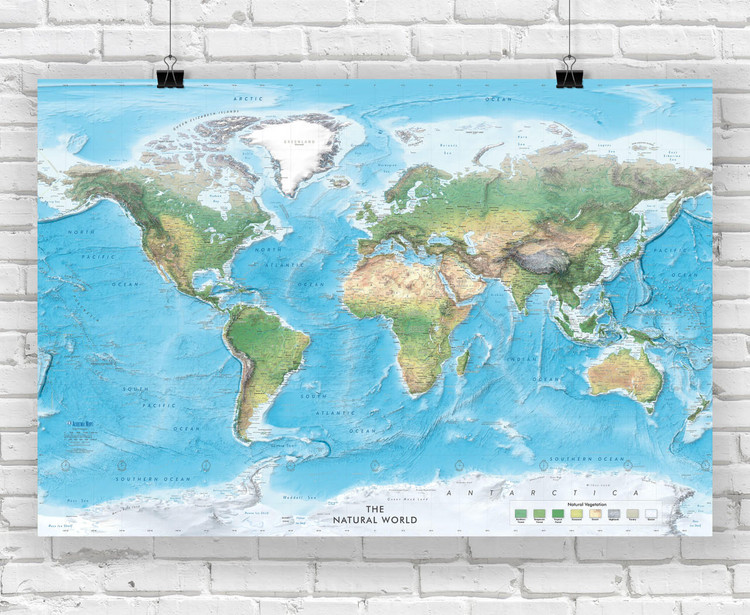 Natural World Physical Wall Map, image 1, World Maps Online