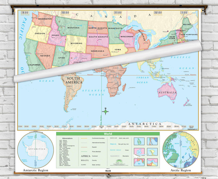 Beginner U.S. & World Combo Maps from Kappa Maps, image 1, World Maps Online