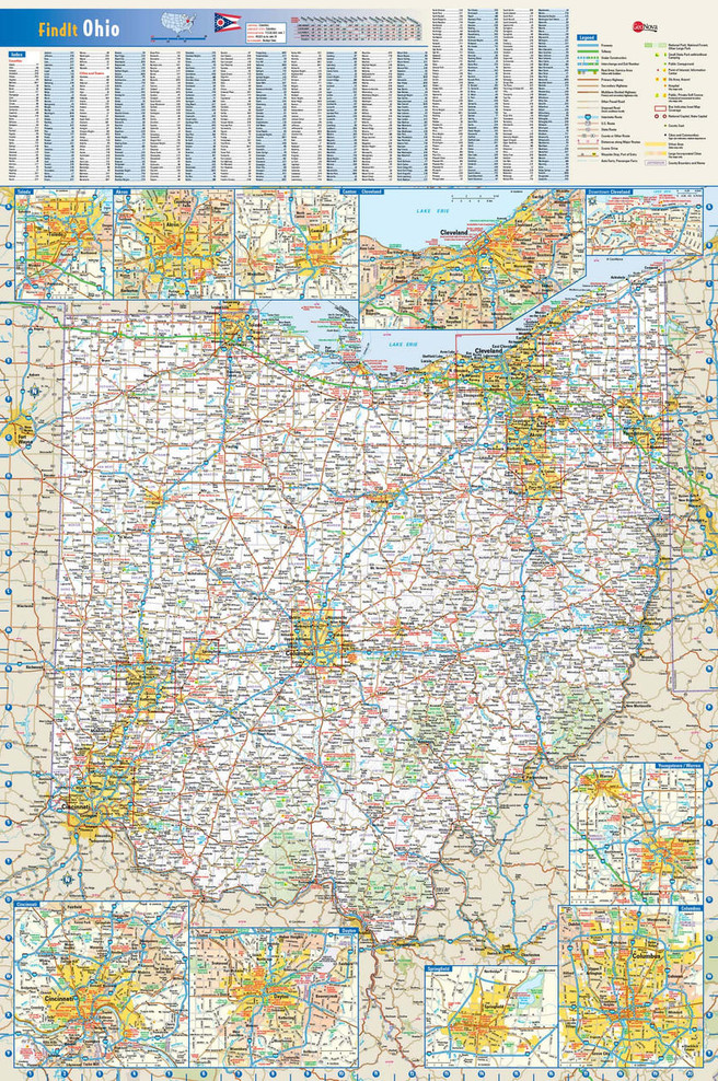 Ohio Reference Wall Map, image 1, World Maps Online