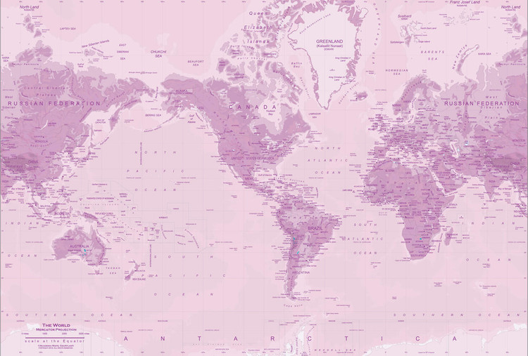 Rose World Map Wall Mural, image 1, World Maps Online