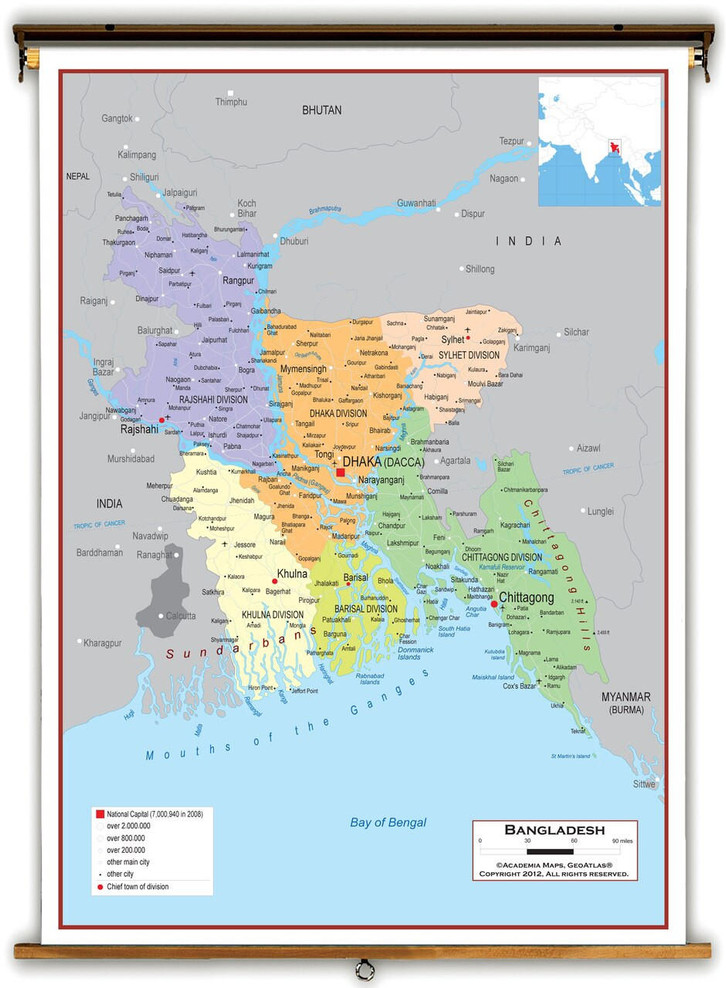 Bangladesh Political Educational Map from Academia Maps, image 1, World Maps Online